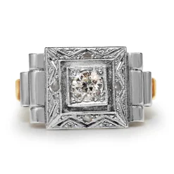 18ct Yellow and White Gold Art Deco Diamond Ring