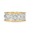 9ct Yellow and White Gold Floral Diamond Ring