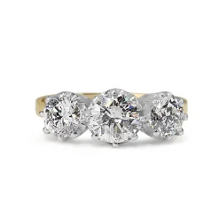 18ct Yellow and White Gold Victorian Style 3 Stone Diamond Ring