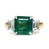 18ct Yellow and White Gold Emerald and Diamond 3 Stone Ring