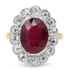 18ct Yellow and White Gold Antique Treated Ruby and Old Cut Diamond Ring
