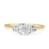 18ct Yellow and White Gold Cushion and Cadillac 3 Stone Diamond Ring