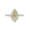 18ct Yellow and White Gold Yellow Pear Diamond Halo Ring