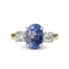 18ct Yellow and White Gold Oval Sapphire and Diamond 3 Stone Ring