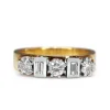18ct Yellow and White Gold Baguette and Brilliant Cut Diamond Band Ring