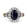 18ct Yellow and White Gold Antique Sapphire and Rose Cut Diamond Halo Ring