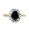 18ct Yellow and White Gold Oval Sapphire and Diamond Halo Ring