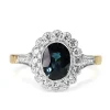 18ct Yellow and White Gold Oval Sapphire and Diamond Daisy Style Ring