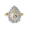 18ct Yellow and White Gold Yellow Pear Diamond Daisy Style Ring