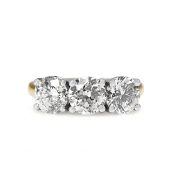 18ct Yellow and White Gold 3.06ct 3 Stone Diamond Ring