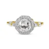18ct Yellow and White Gold Antique Style Rose Cut Diamond Hexagon Halo Ring
