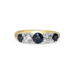 18ct Yellow and White Gold Sapphire and Diamond 5 Stone Ring
