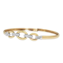 9ct Yellow and White Gold Diamond Bangle