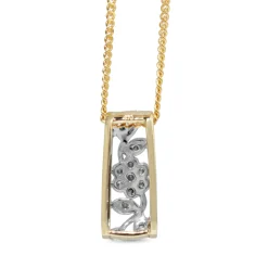 9ct Yellow and White Gold Diamond Daisy Necklace