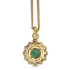 18ct Yellow and White Gold Emerald and Diamond Necklace