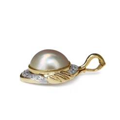 14ct Yellow and White Gold Mabé Pearl and Diamond Enhancer Pendant