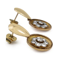 18ct Yellow and White Gold Vintage Old Cut Diamond Daisy Earrings