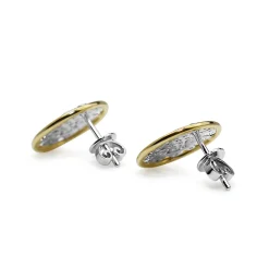 9ct Yellow and White Gold Floral Diamond Stud Earrings
