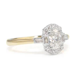 18ct Yellow and White Gold Deco Style Halo Ring