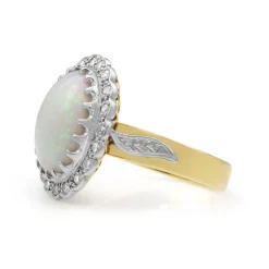 18ct Yellow and White Gold Opal and Diamond Vintage Ring