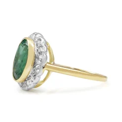 18ct Yellow and White Gold Vintage Emerald and Diamond Ring