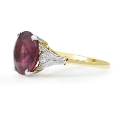 18ct Yellow and White Gold Treated Ruby and Diamond Ring
