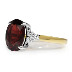 18ct Yellow and White Gold Garnet and Diamond Ring