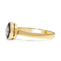18ct Yellow and White Gold Art Deco Sapphire and Diamond 'Target' Ring