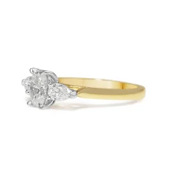 18ct Yellow and White Gold Oval and Pear Shape 3 Stone Ring