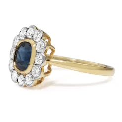 18ct Yellow and White Gold Sapphire and Diamond Daisy Ring