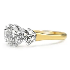 18ct Yellow and White Gold Victorian Style 3 Stone Diamond Ring