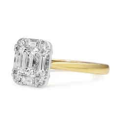18ct Yellow and White Gold Emerald and Baguette Diamond Ring