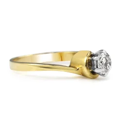 18ct Yellow and White Gold Vintage Twist Solitaire Ring
