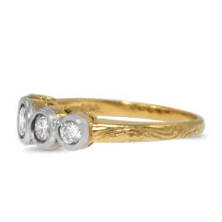 18ct Yellow and White Gold Vintage Bezel 5 Stone Diamond Ring