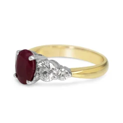 18ct Yellow and White Gold Ruby and Diamond 5 Stone Ring