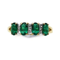 9ct Yellow and White Gold 4 Stone Gilson Emerald and Diamond Ring