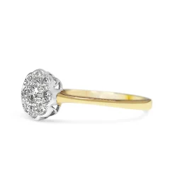 9ct Yellow and White Gold Diamond Daisy Ring