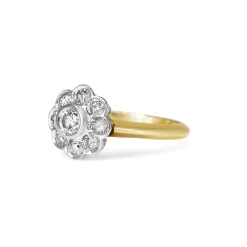 18ct Yellow and White Gold Diamond Daisy Ring