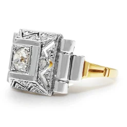 18ct Yellow and White Gold Art Deco Diamond Ring