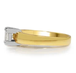 18ct Yellow and White Gold Princess Cut Diamond Solitaire