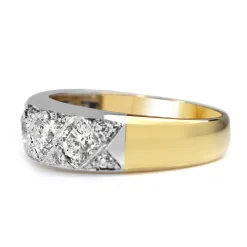 18ct Yellow and White Gold Deco Style 5 Stone Diamond Ring