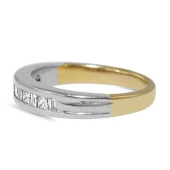 18ct Yellow and White Gold Princess and Baguette Channel Set Diamond Band Ring