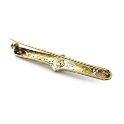 14ct Yellow and White Gold Antique Diamond and Onyx Brooch