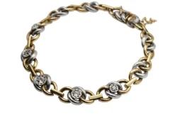 18ct Yellow and White Gold Antique French Bracelet with Old Cut Diamonds
