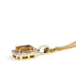 9ct Yellow and White Gold Citrine and Diamond Deco Style Necklace