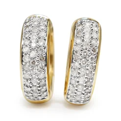 14ct Yellow and White Gold Diamond Hoop Earrings