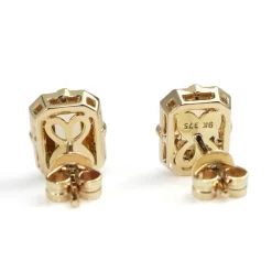 9ct Yellow and White Gold Citrine and Diamond Deco Style Earrings