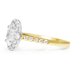 18ct Yellow and White Gold Oval Halo Diamond Ring