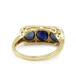 18ct Yellow and White Gold 3 Sapphire and Diamond Ring