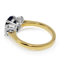 18ct Yellow and White Gold Sapphire and Diamond 3 Stone Ring